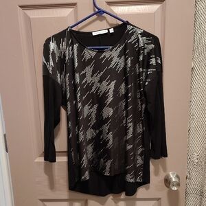 Notations Black and Silver Relaxed Graphic Blouse